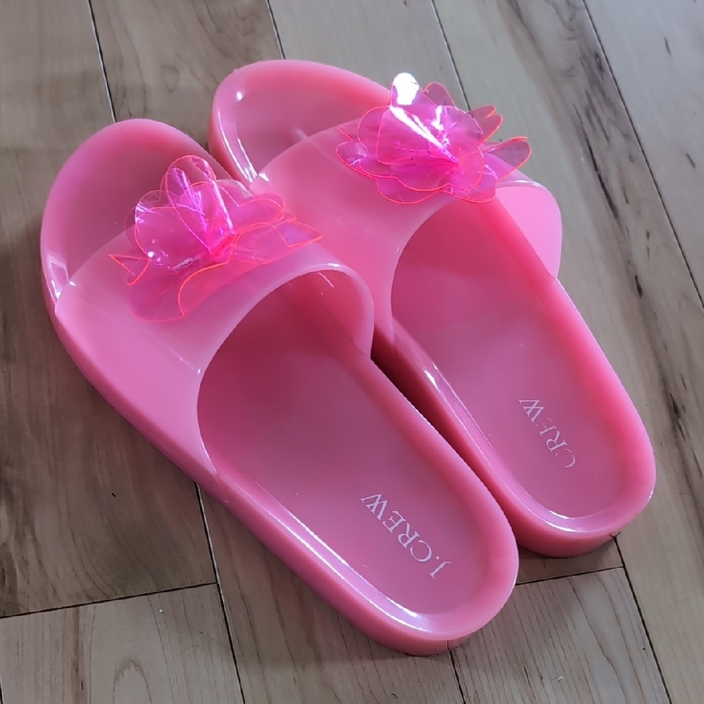 J.Crew Pink Slide Sandals with Floral Accent